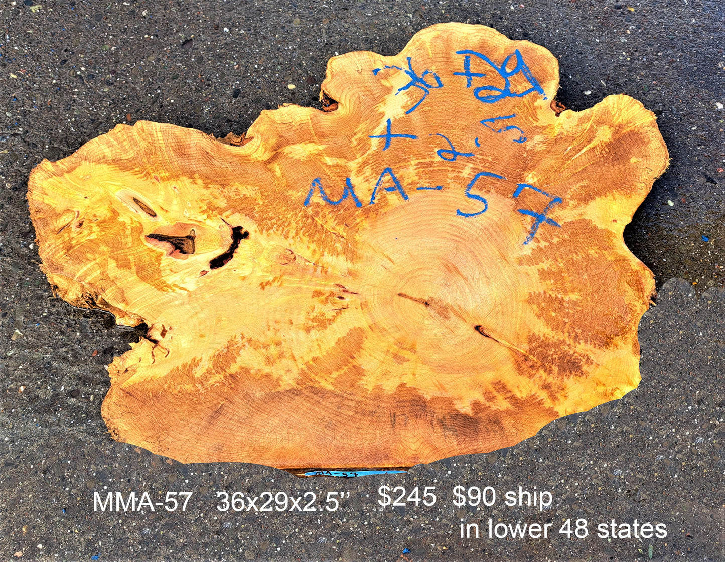 Maple burl | live edge slab | river table | DIY crafts | ma-57