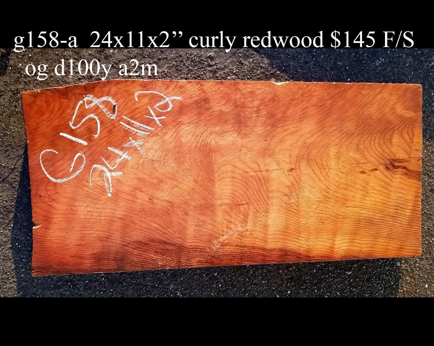 Redwood | Old Growth | Curly | Guitar Billet | DIY | Crafts | g158