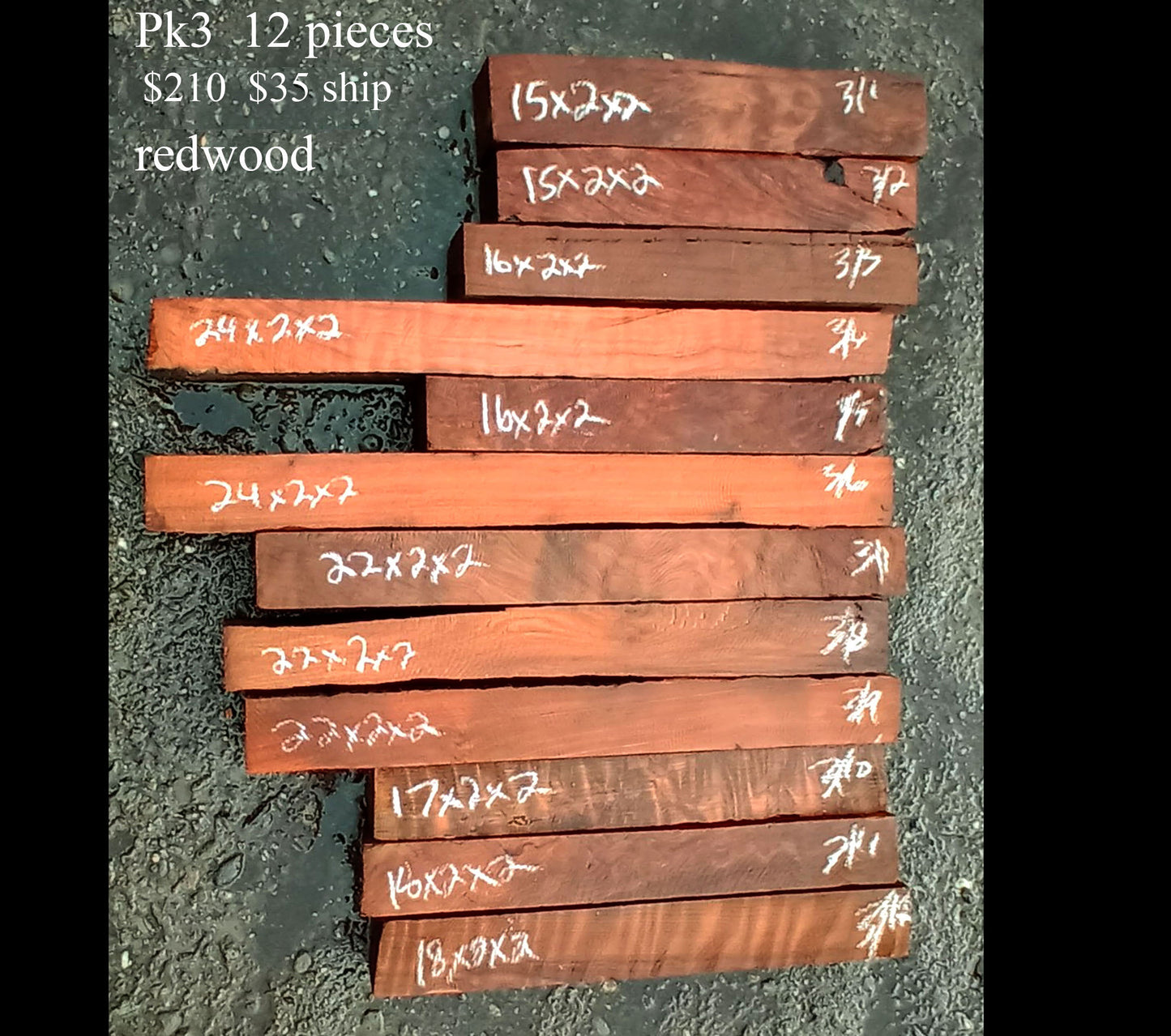 craft woods | pool cue | knife handles | redwood | pk3
