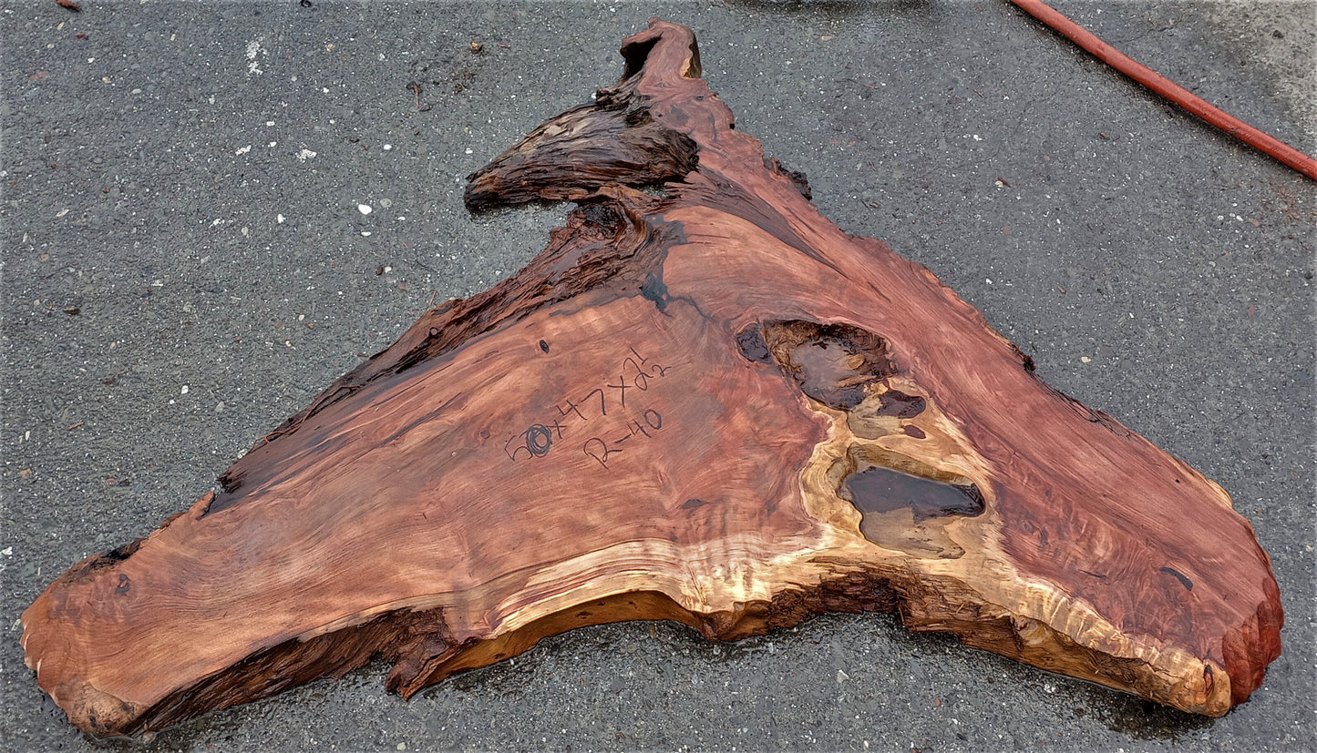 old growth redwood | live edge alab | dining table | DIY crafts | R-40