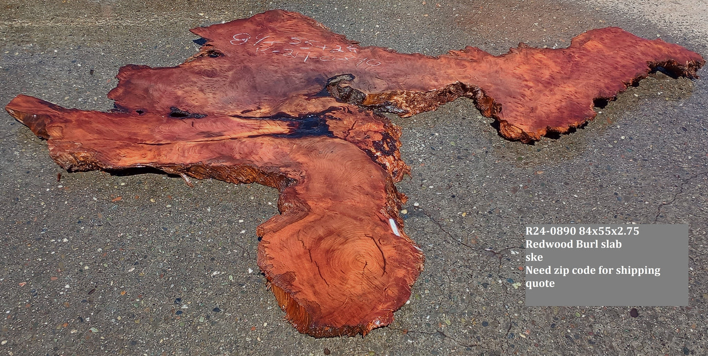 Redwood Burl Slab | DIY | River Table | Old Growth Redwood | R24-0890