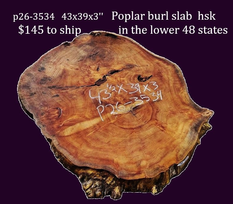 Poplar Burl Slab | DIY | Craft Wood |Table| P26-3534