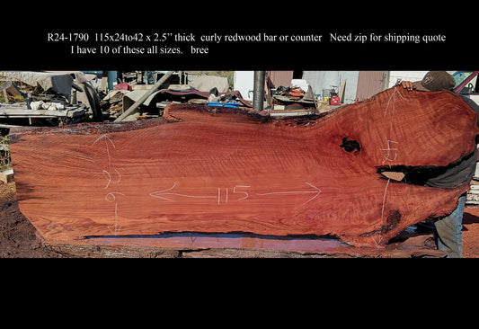 Curly Redwood | DIY Craft Wood | Table Slab | R24-1790