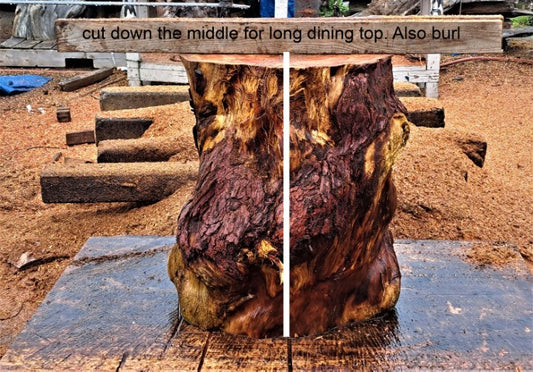 redwood table base | burl base | for wood top | redwood base #6