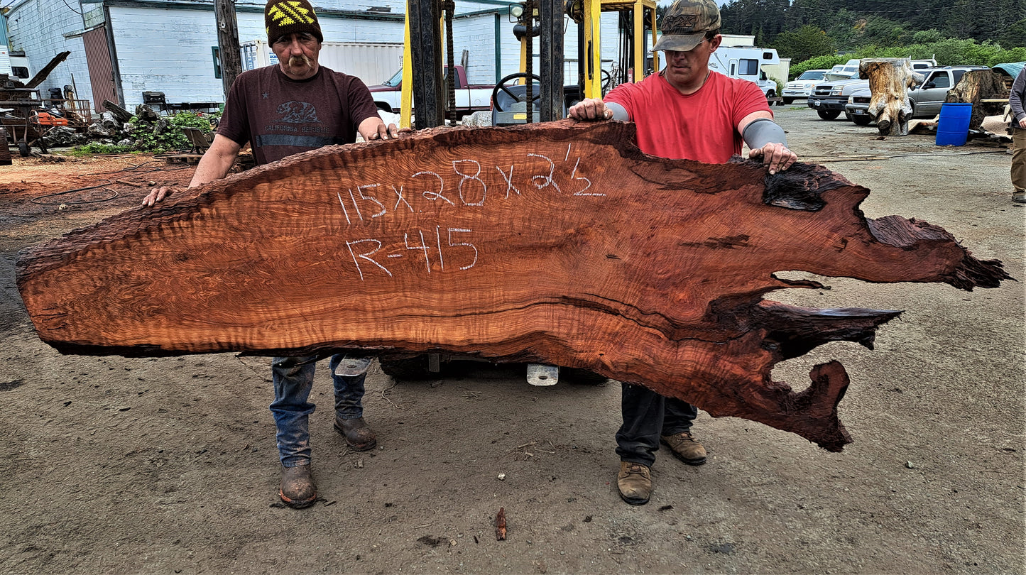 curly redwood l epoxy river table | live edge slab | Headboard | r-415