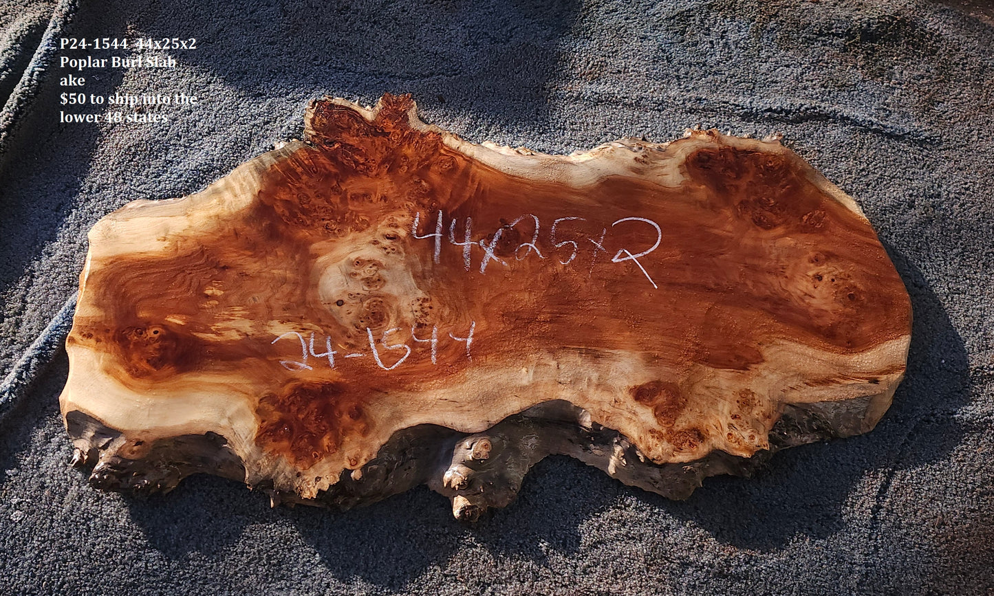 Poplar Mappa Burl Slab | Live Edge | DIY Craft Wood | P24-1544