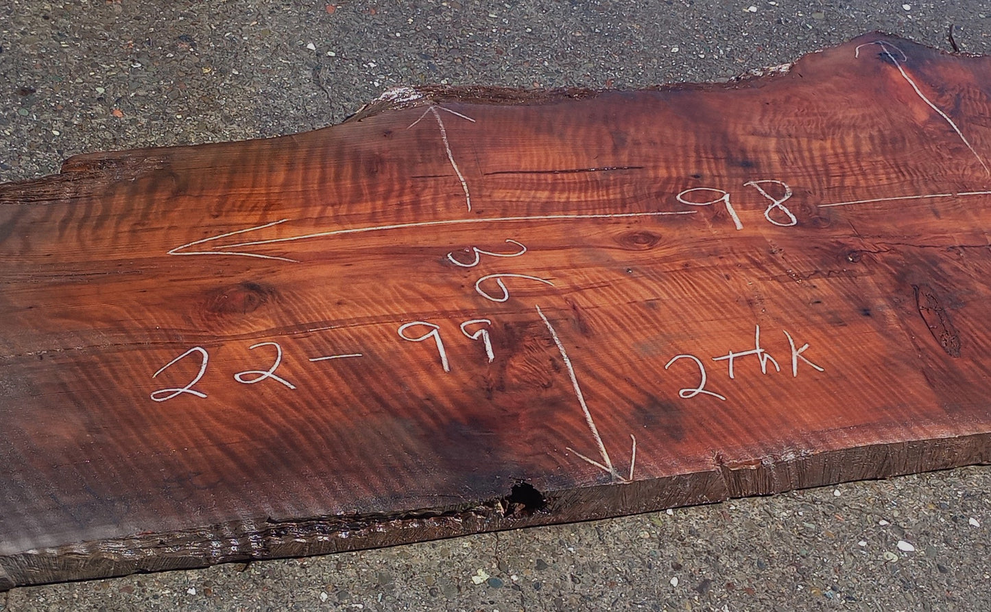 Curly Redwood Slab | Table | Bar | DIY | 22-99