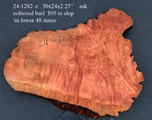 Live Edge Slab | DIY craft wood |  |Redwood Table | 24-1282-r