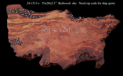 Live Edge Slab | Figured Redwood | Redwood Burl |Table | 24-1313-r