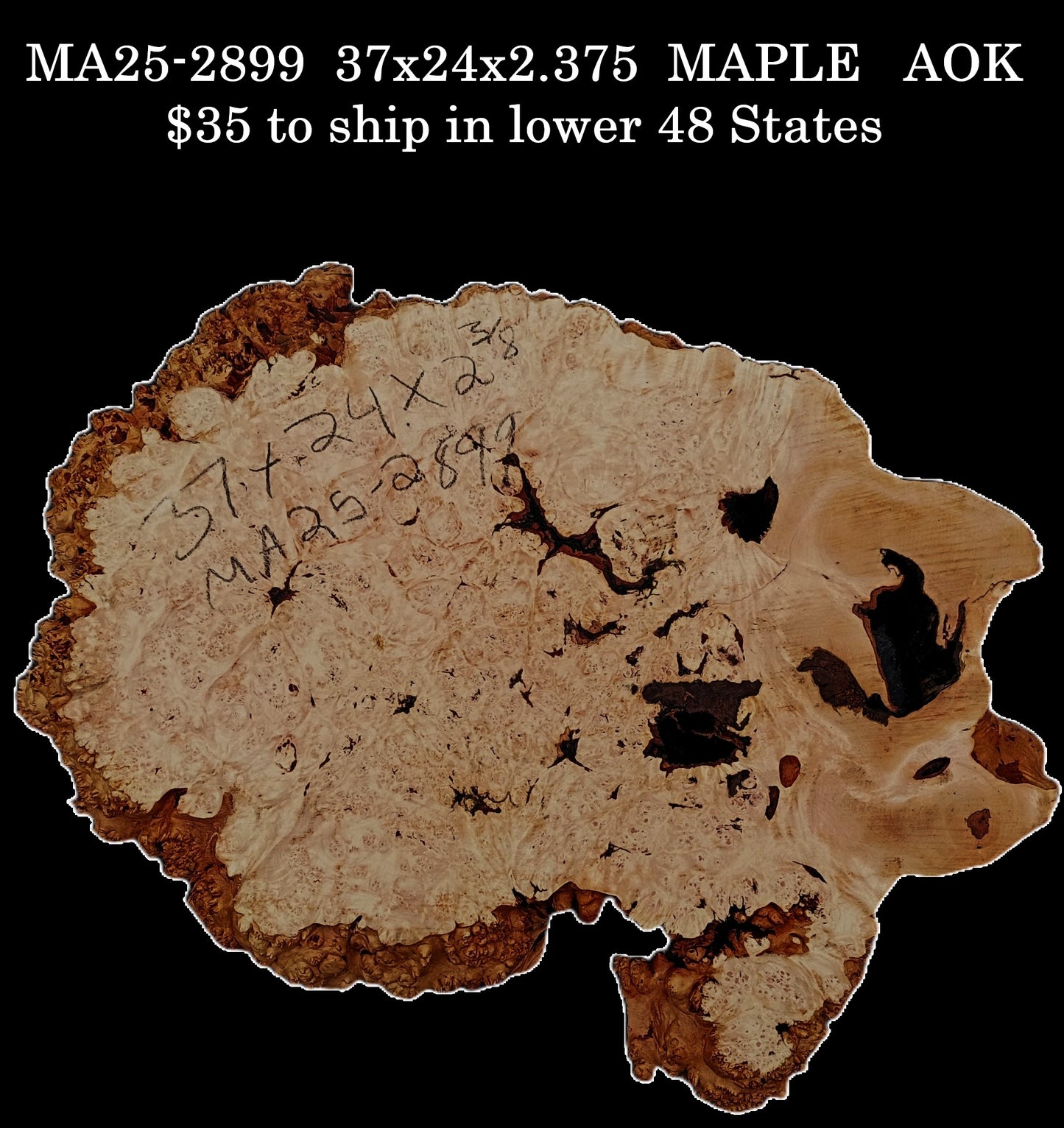 Maple Burl | Live Edge Slab | River Table | DIY | MA25-2899