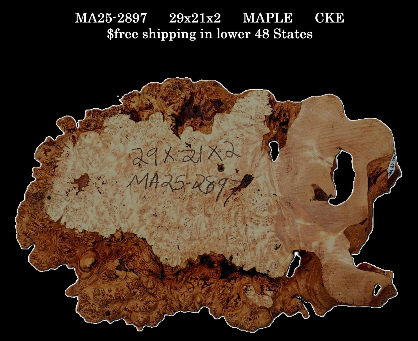 Maple Burl | Live Edge Slab | River Table | DIY | MA25-2897