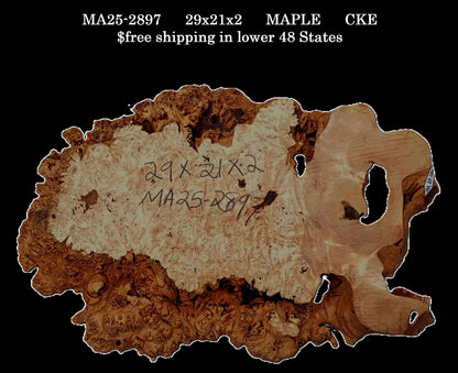 Maple Burl | Live Edge Slab | River Table | DIY | MA25-2897