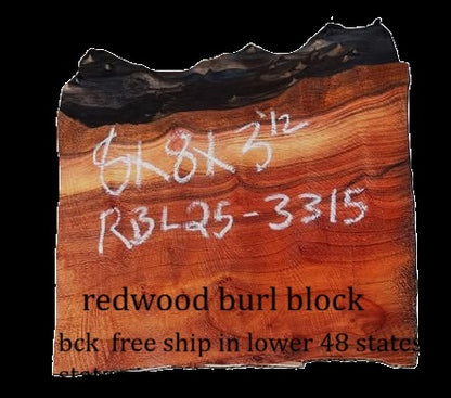 Redwood Burl Block | Turning Block | DIY | Craft Wood | RBL25-3315