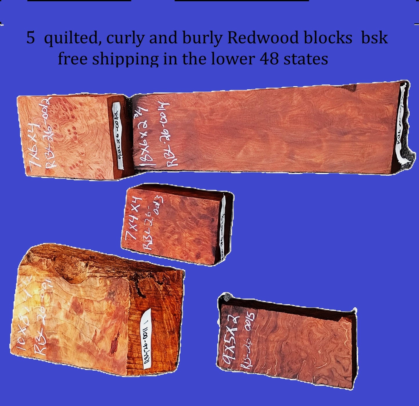 Redwood Quilted, Curly, and Burly Blocks |Wood Turning | DIY | Crafts | 26-0011-15