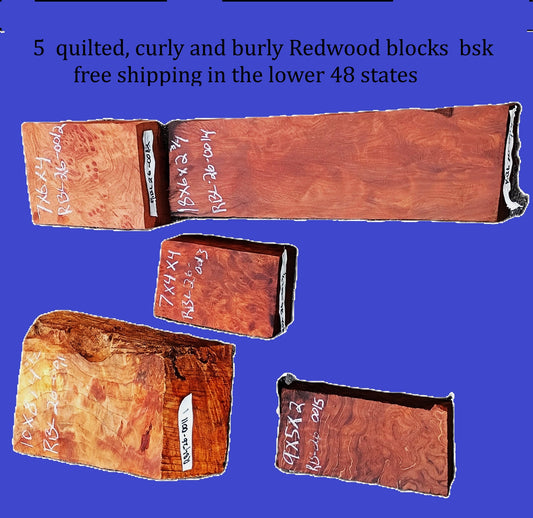 Redwood Quilted, Curly, and Burly Blocks |Wood Turning | DIY | Crafts | 26-0011-15