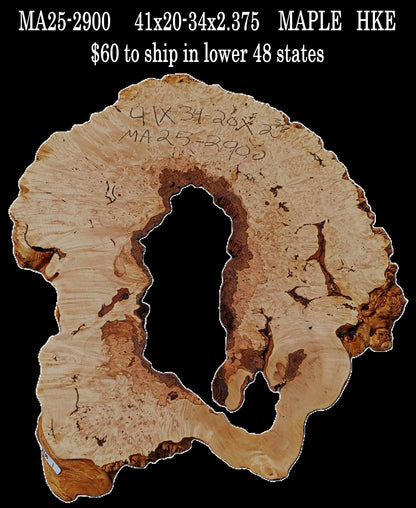 Maple Burl | Live Edge Slab | River Table | DIY | MA25-2900