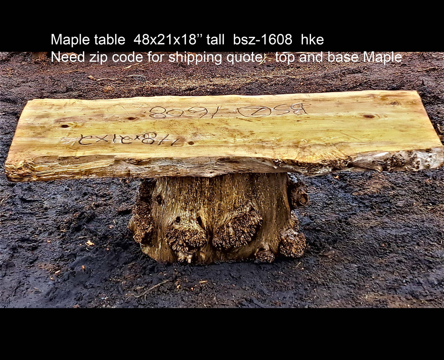 Maple burl | unfinished table | live edge slab | DIY | bsz1608-t&base
