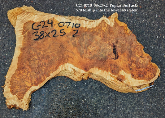 Poplar Mappa Burl Slab | Live Edge | DIY Craft Wood | C24-0710