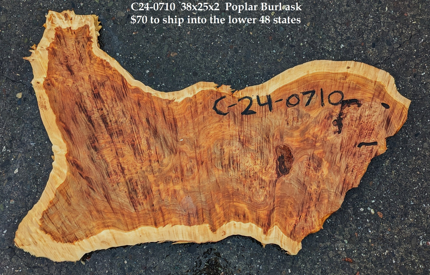 Poplar Mappa Burl Slab | Live Edge | DIY Craft Wood | C24-0710