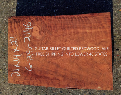 Guitar Billet | DIY Crafts | Quilted Redwood | Luthier Wood | G25-2146