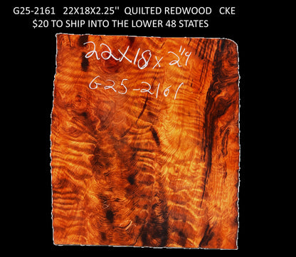 Guitar Billet | Curly or quilted Redwood | Luthier Wood | g25-2161