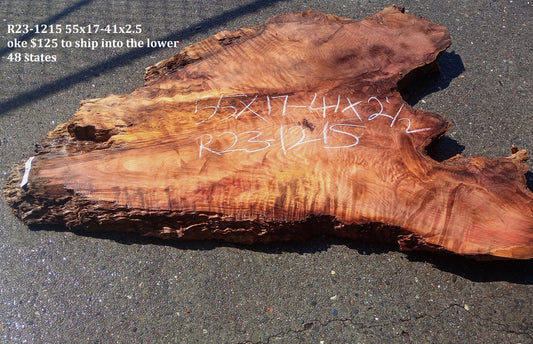 Curly Redwood slab | rustic table | wall art | headboard |r23-1215