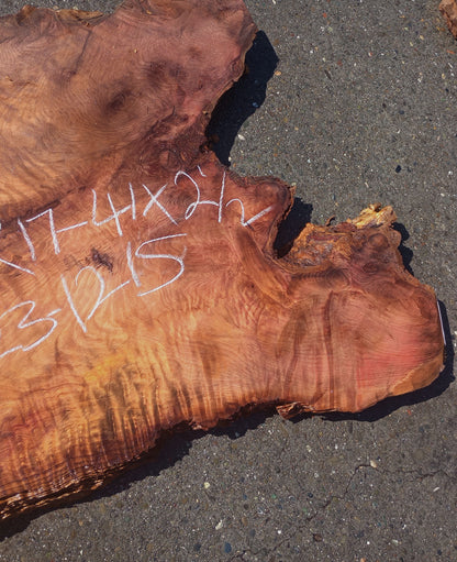 Curly Redwood slab | rustic table | wall art | headboard |r23-1215