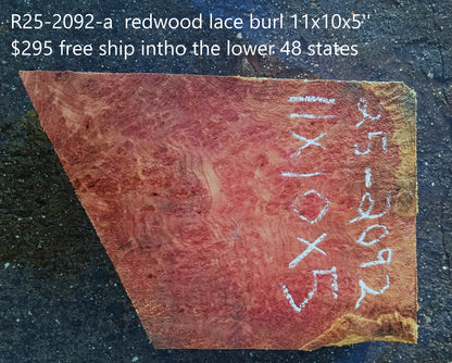 Redwood Lace Burl | Turning block | Craft Wood | R25-2092