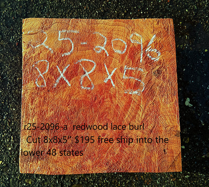 Redwood Lace Burl | bowl turning | Turning block | Craft Wood | R25-2096