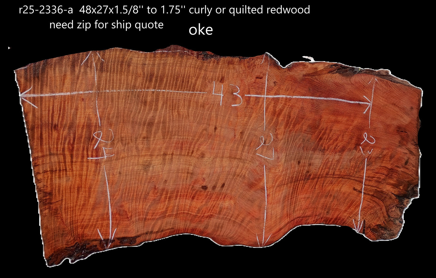 Curly Redwood Slab | Old Growth | Bar | Table | R25-2336