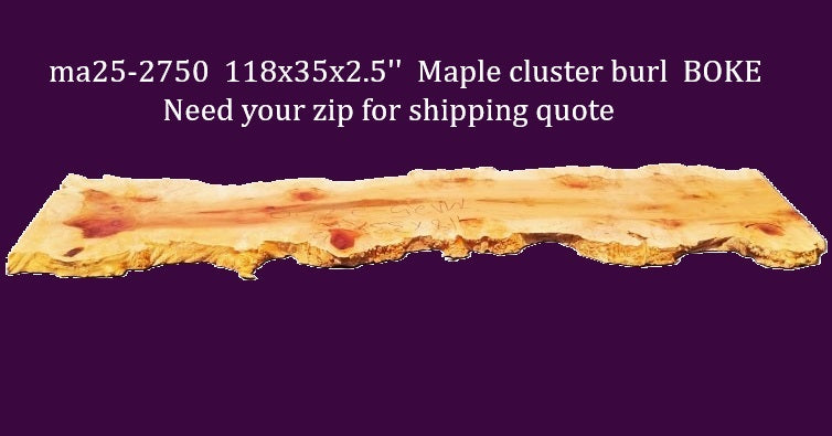 Live Edge | Maple Burl Slab | RIVER TABLE | counter | DIY | ma25-2750