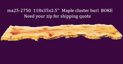 Live Edge | Maple Burl Slab | RIVER TABLE | counter | DIY | ma25-2750