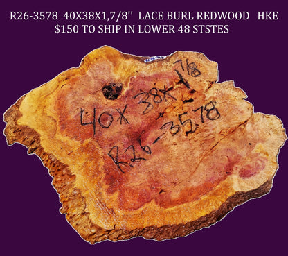Redwood Lace | burl slab | DIY | Craft Wood | live edge | r26-3578