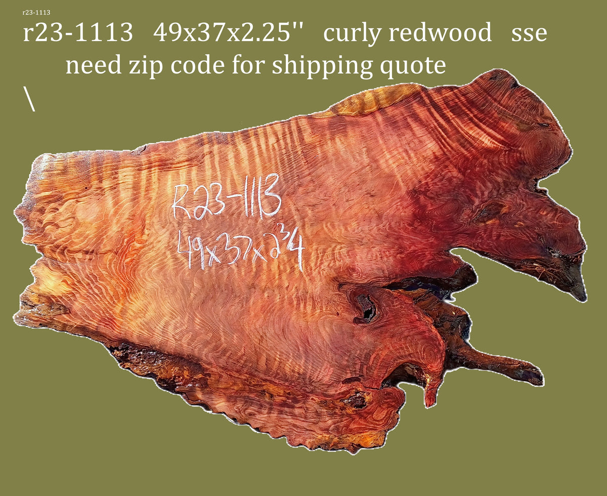 Curly Redwood Slab | river table | DIY | Live edge slab | desk top | R23-1111