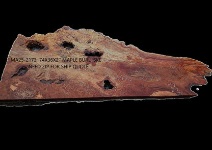 Maple Burl Slab | Live Edge | River Table | DIY |  Ma25-2173