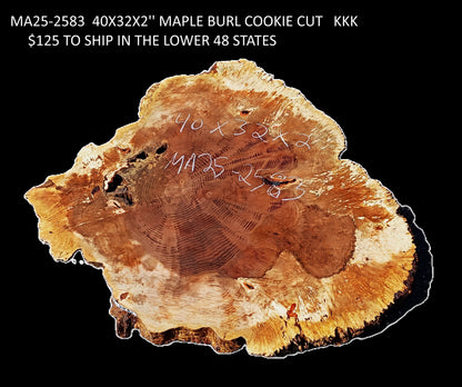 Maple Burl Slab | Cookie Cut | burl Table | DIY | Ma25-2583
