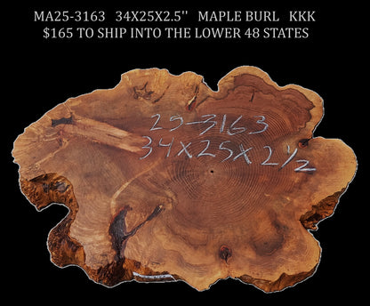 Maple Burl | Live Edge | River Table | DIY | Ma25-3163