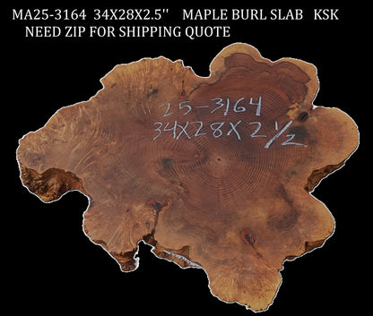 Maple Burl | Live Edge | River Table | DIY | Ma25-3164