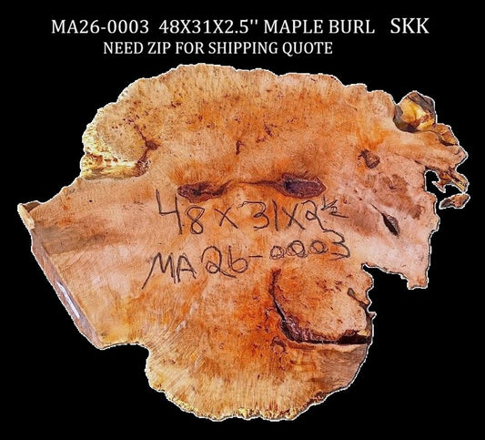 Maple Burl | Live Edge | River Table | DIY | Craft Wood | Ma26-0003