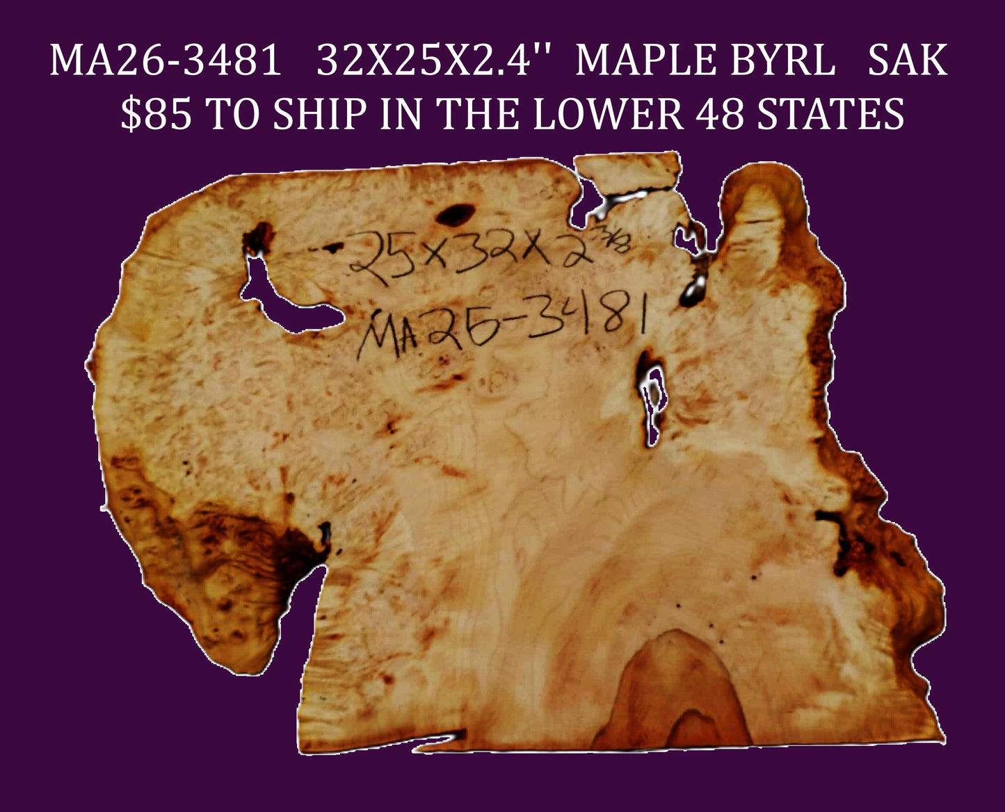 Maple Burl Slab | DIY Crafts | Craftwood | Small Table | MA26-3481