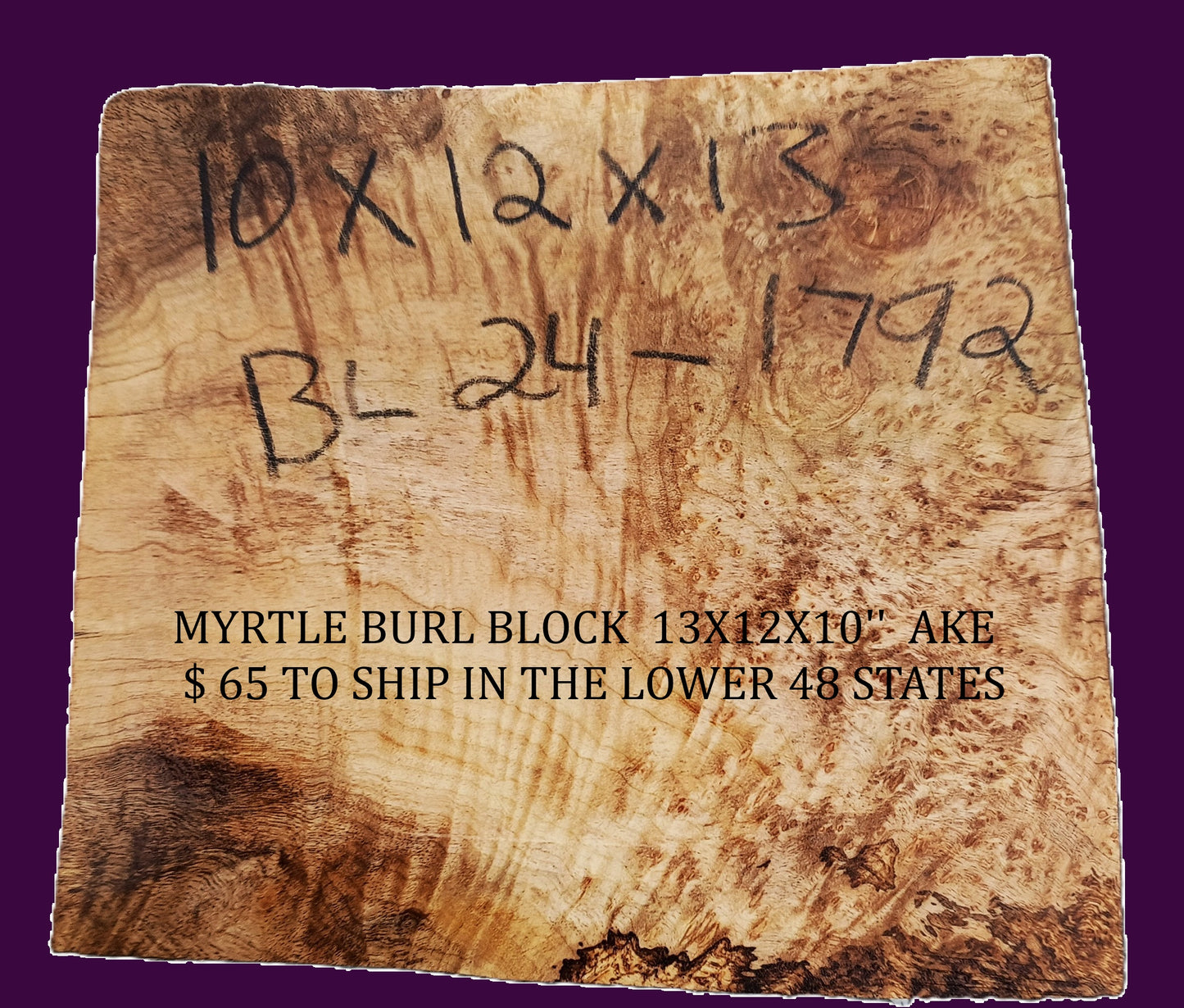 Myrtle Burl Block | Bowl Turning | DIY  | Craft-wood | MRT BL24-1792