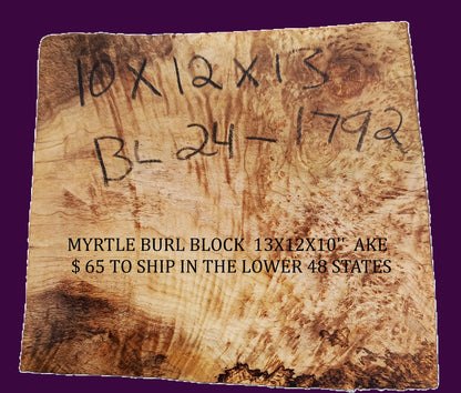 Myrtle Burl Block | Bowl Turning | DIY  | Craft-wood | MRT BL24-1792