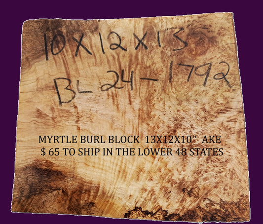 Myrtle Burl Block | Bowl Turning | DIY  | Craft-wood | MRT BL24-1792
