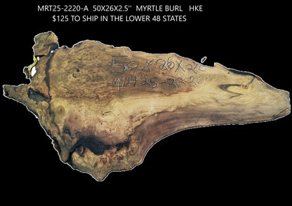 Myrtle Wood Burl Slab | Bay Laurel | Live Edge | River Table | DIY |  Mrt25-2220