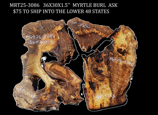 Myrtle Burl Slab | Live Edge | River Table | DIY | Mrt25-3086