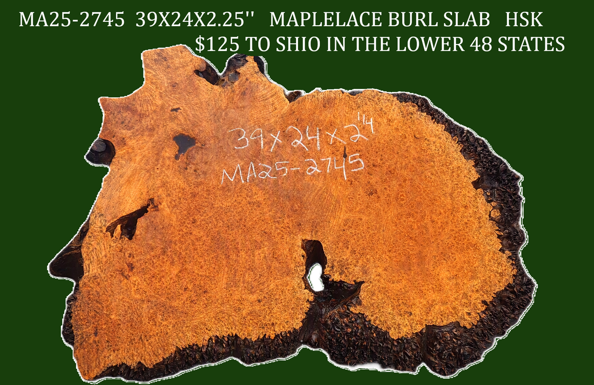 Maple Burl Slab | Live Edge | Maple Lace Burl | Cookie Cut | Solid Burl | DIY | Ma25-2745-a