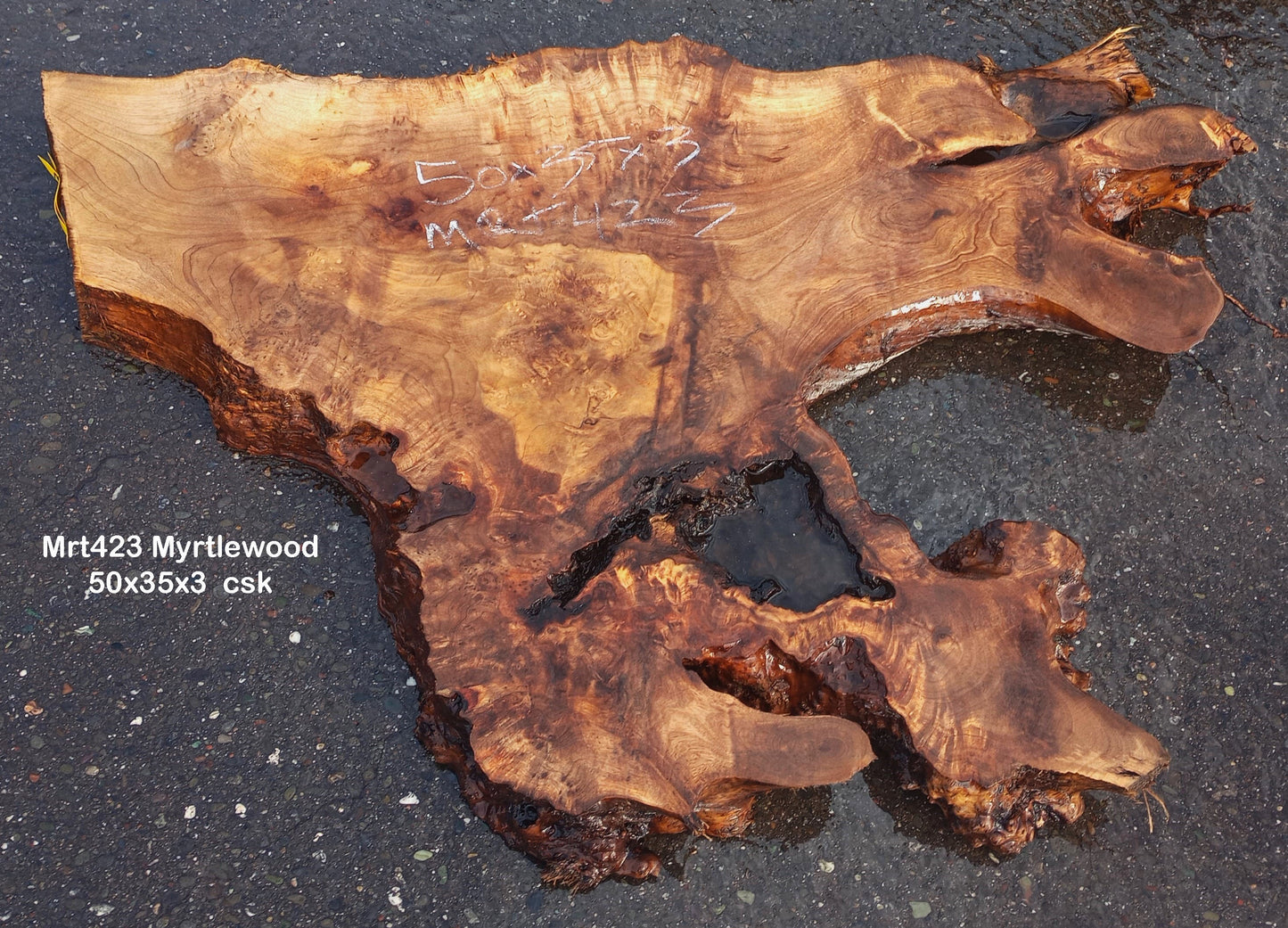 myrtle wood | burl slab | epoxy river table | DIY wood | mrt-423