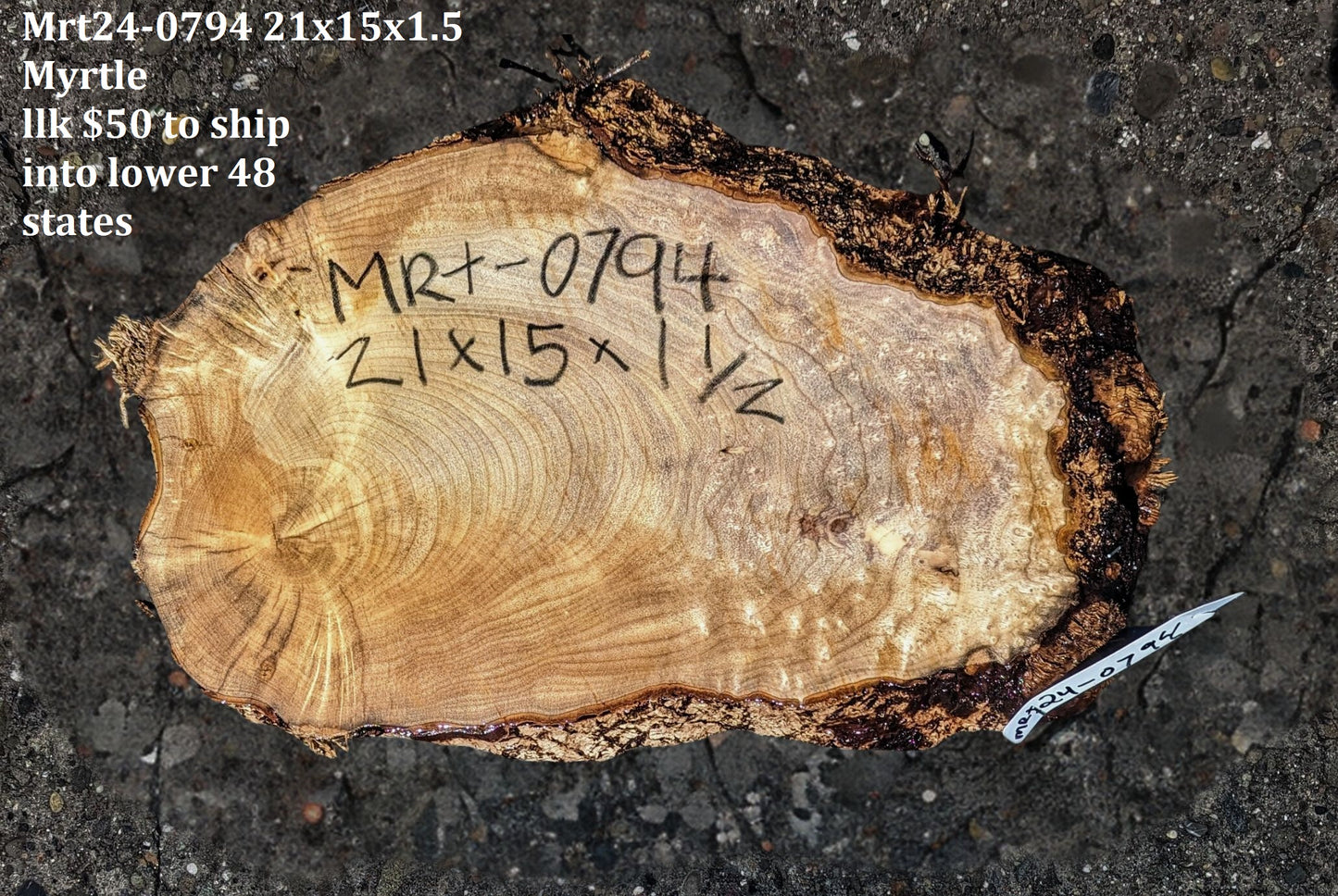 Myrtle Burl slab | live edge | cookie cut | DIY | End Table  | Mrt24-0794