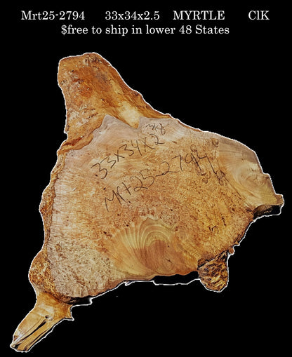 Myrtle Burl Slab | Live Edge | river table | DIY | Mrt25-2794