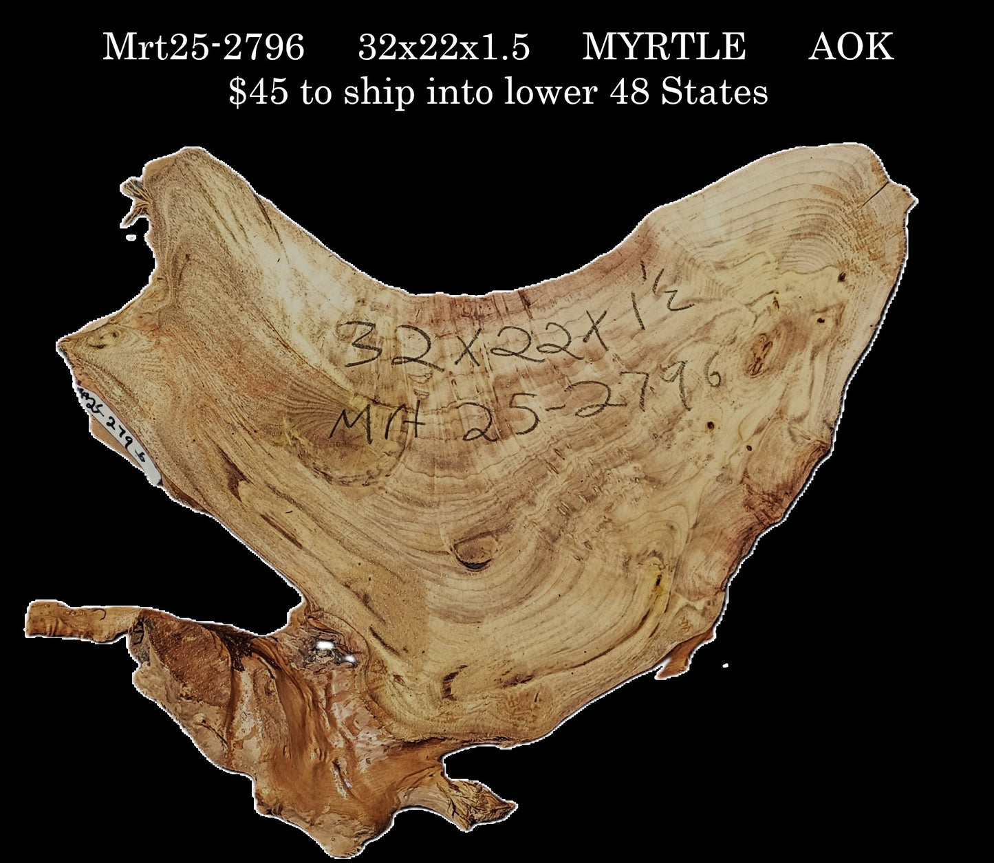 Myrtle Burl Slab | Live Edge | river table | DIY | Mrt25-2796